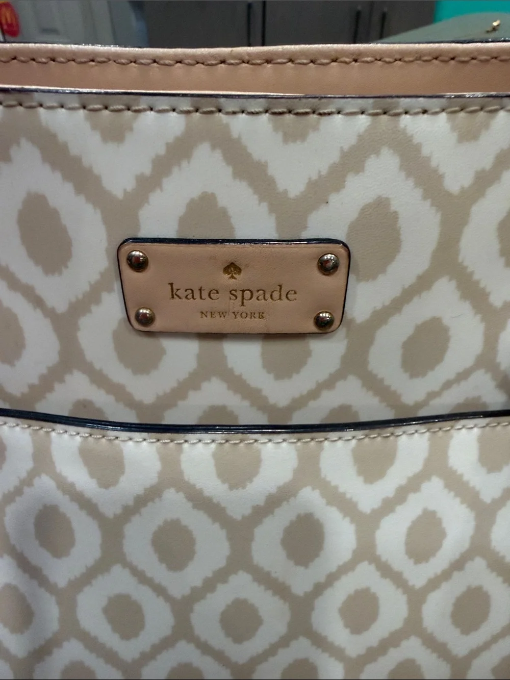 kate spade Cream and Light Tan Patterned Tote